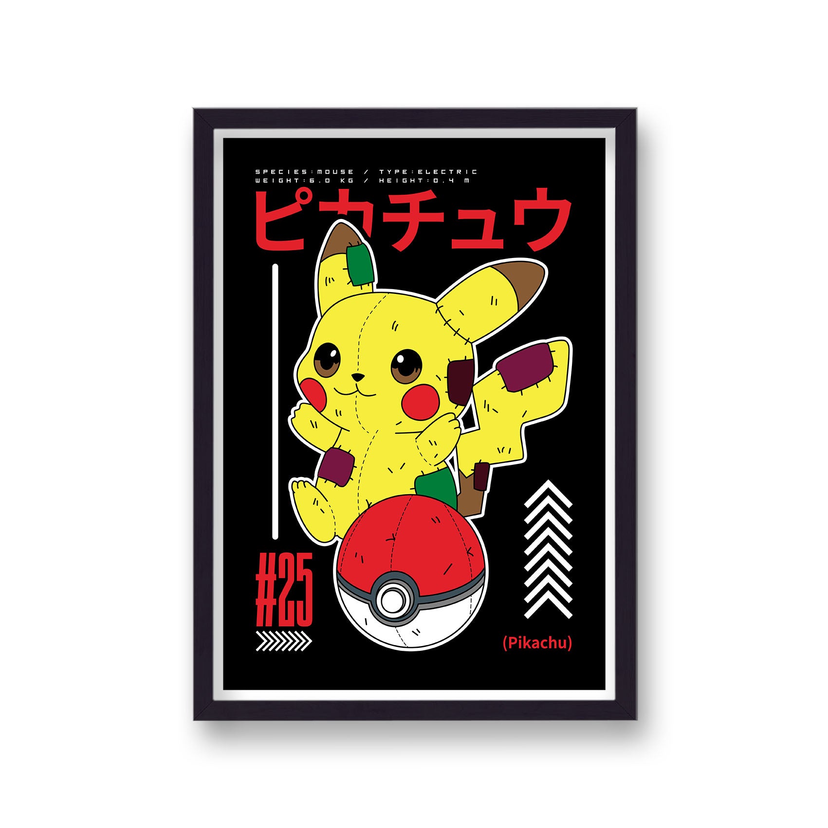 Pokemon Japanese Patchwork Pikachu Poster Print
