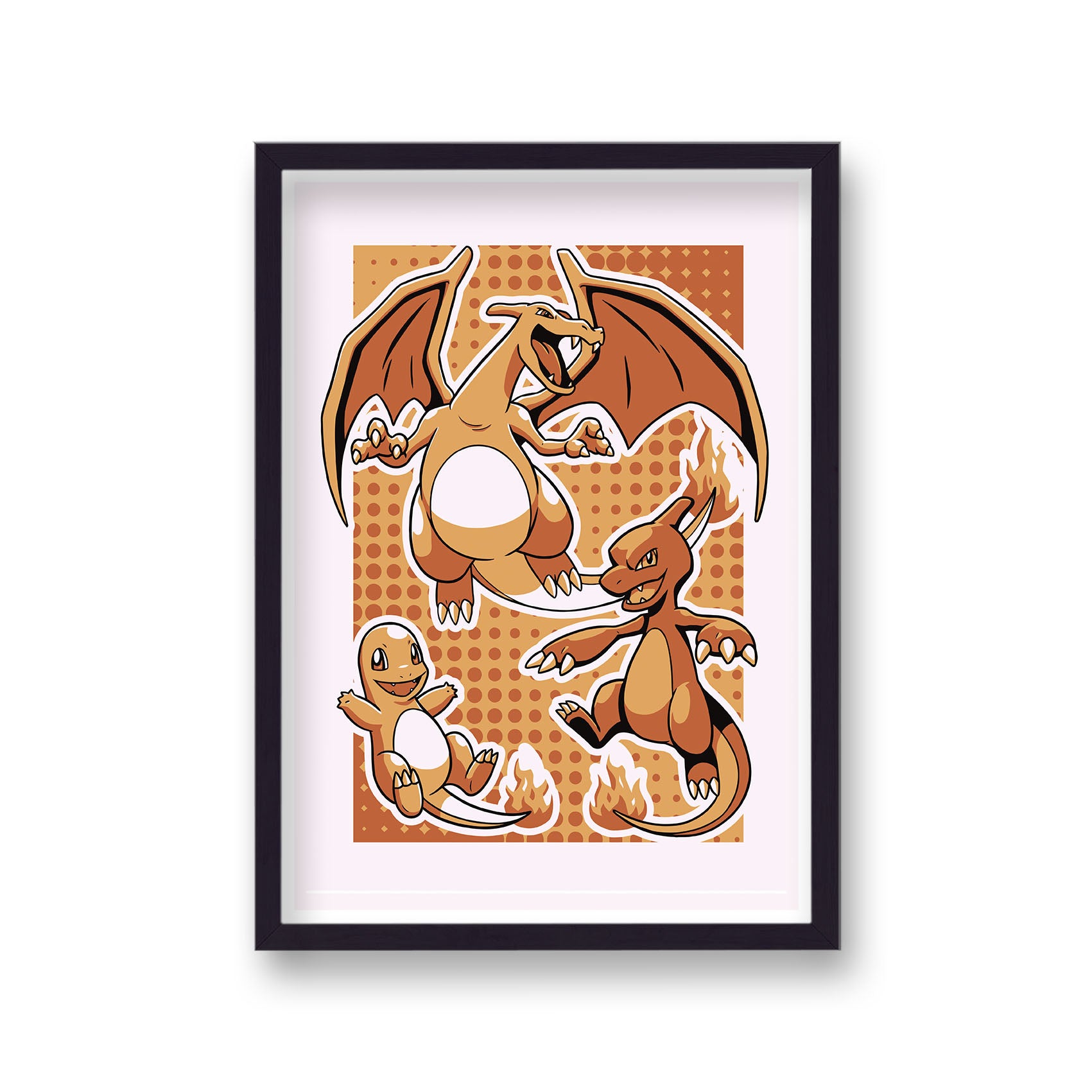 Pokemon Orange Charmander Evolutions Poster Print