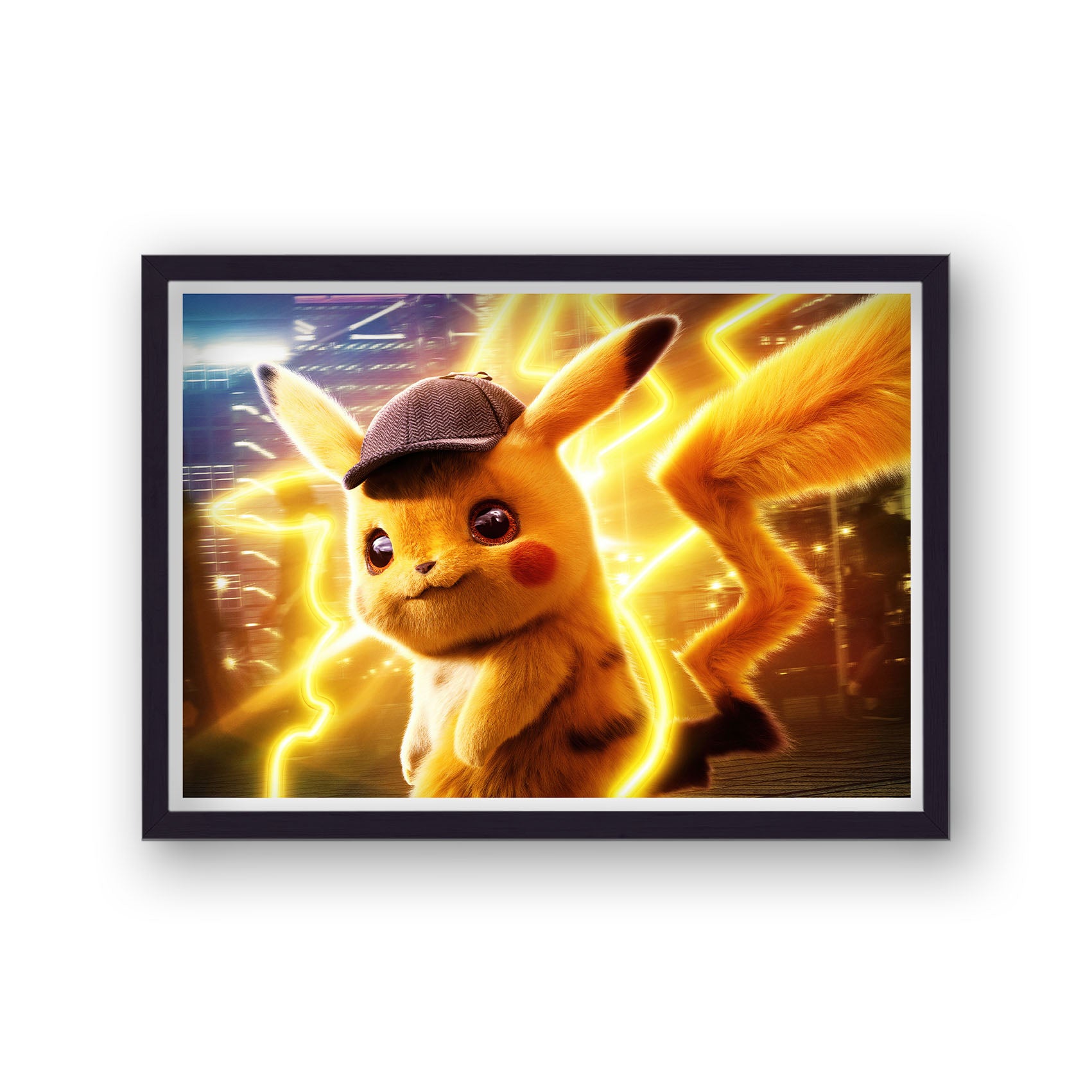 Pokemon Detective Pikachu Landscape Neon Light Movie Poster Print