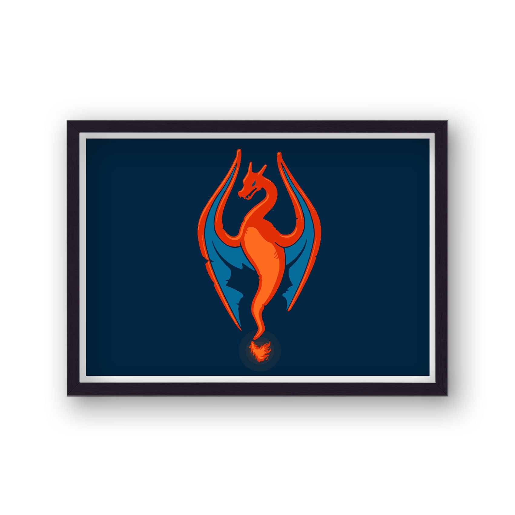 Pokemon Charizard Landscape Blue Background Poster Print