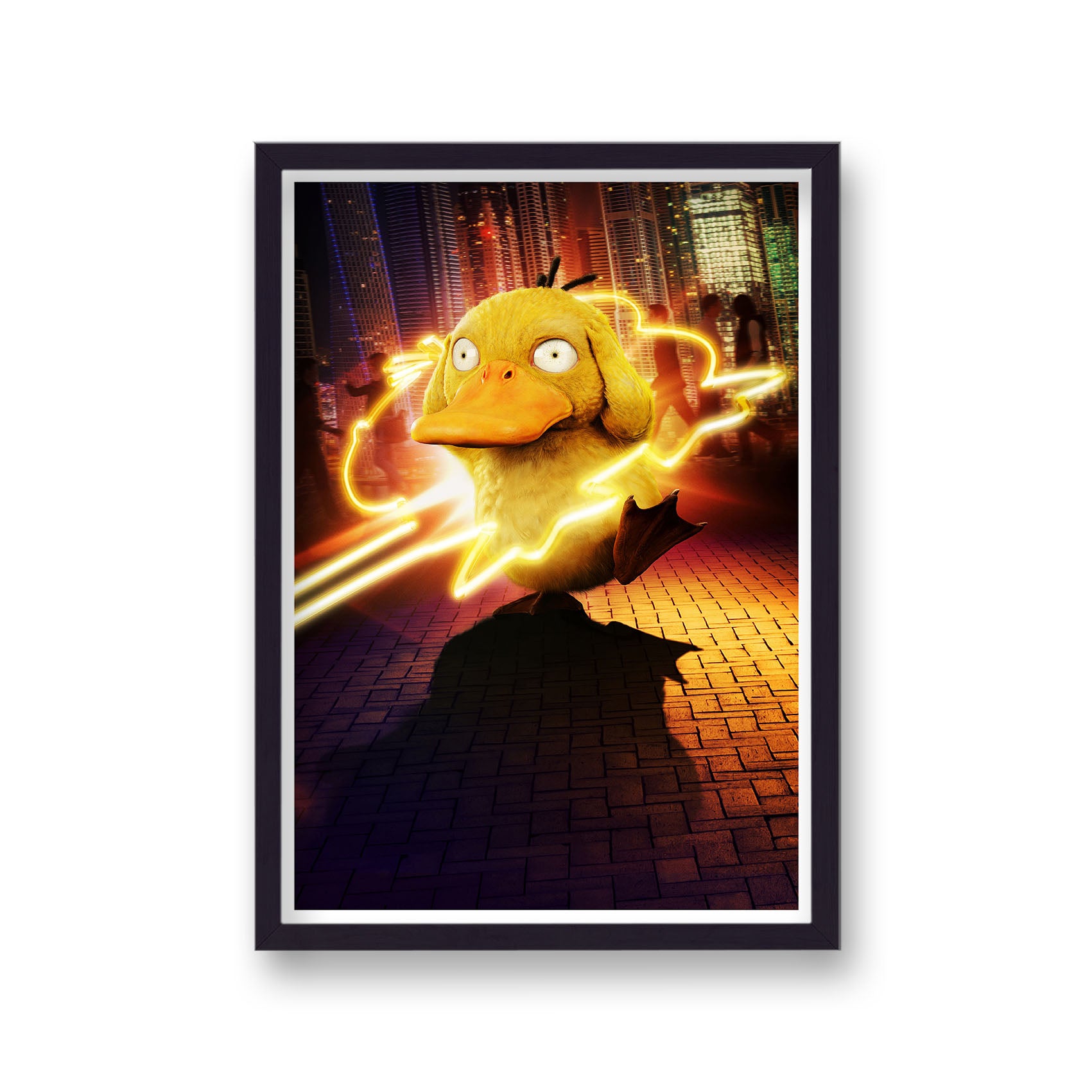 Pokemon Detective Pikachu Psyduck Portrait Neon Light Movie Poster Print