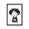 One Piece Black on White Luffy Picking Nose Poster Print