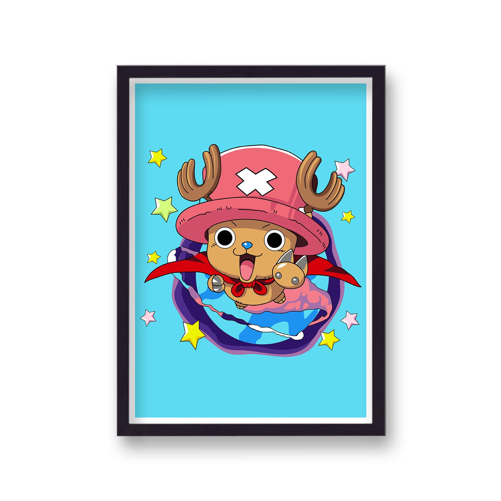 One Piece Tony Tony Chopper Blue Background Poster Print
