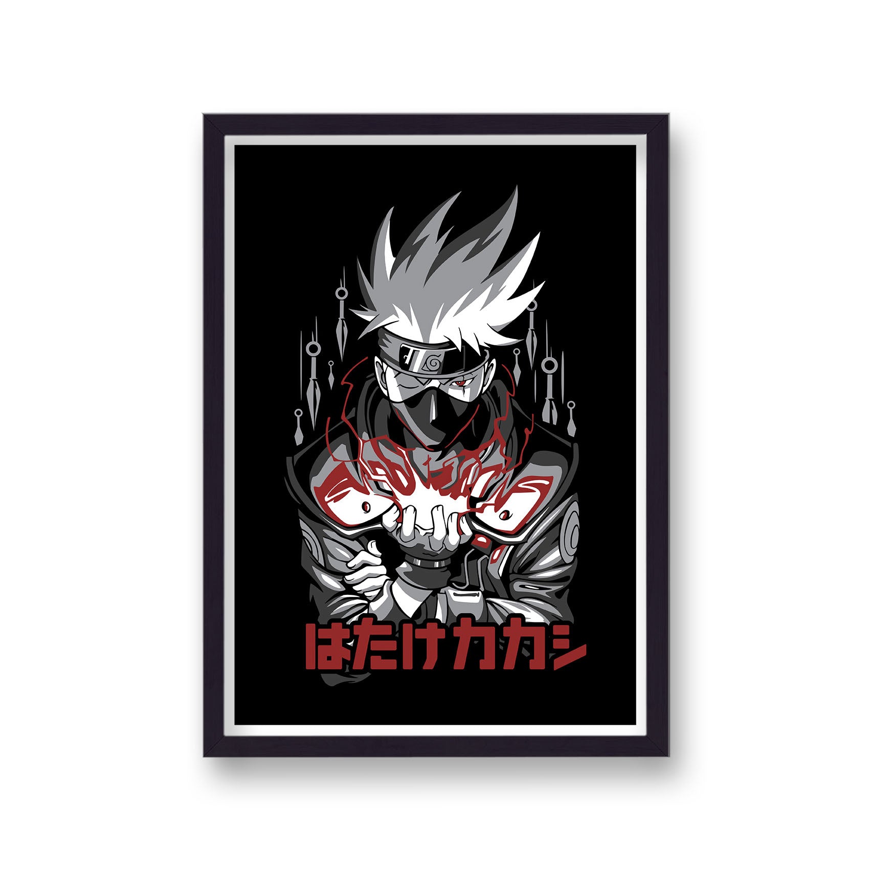 Naruto Kakashi Hatake Red and Black Poster Print