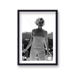 Marilyn Relaxing Offscreen In Stylish Casual Capri Pants & Sweater Vintage Icon Print