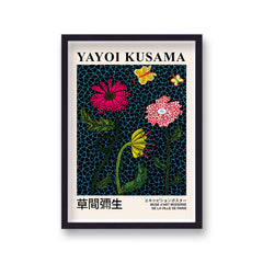 Yayoi Kusama Flowers On Black Art Print