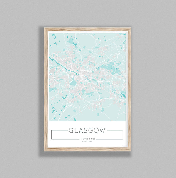 City Location Ordnance Map Typography Blue Glasgow