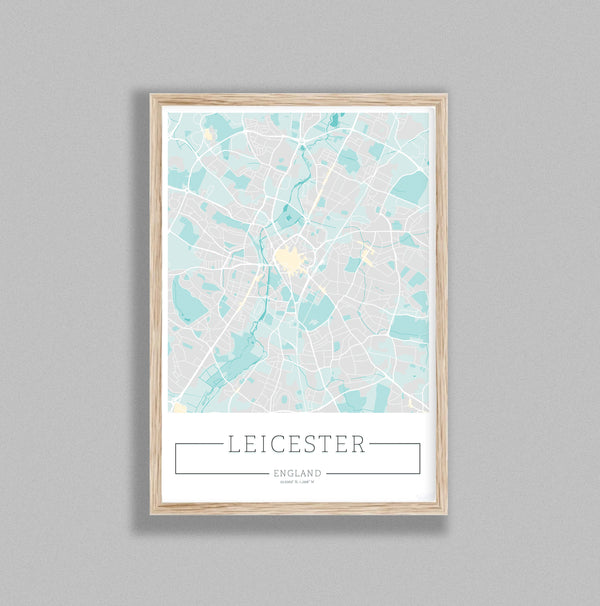 City Location Ordnance Map Typography Blue Leicester