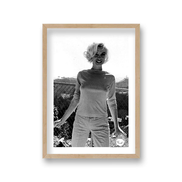 Marilyn Relaxing Offscreen In Stylish Casual Capri Pants & Sweater Vintage Icon Print