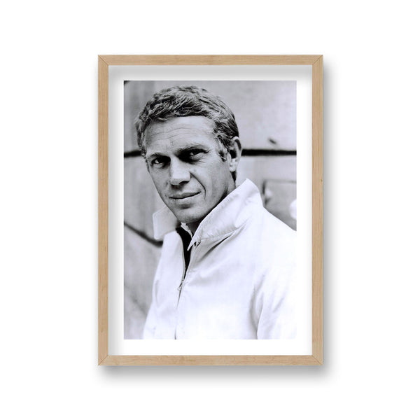 Steve Mcqueen Portrait Wearing Light Harrington Style Jacket Vintage Icon Print