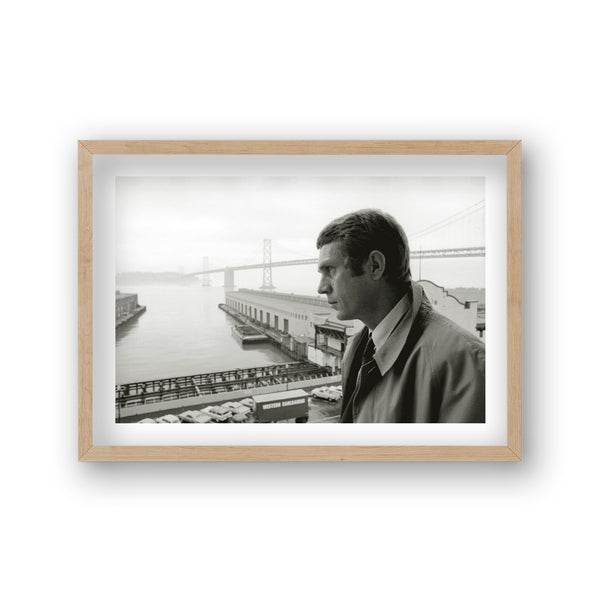Steve Mcqueen Bullitt Golden Gate Bridge In Distance 1968 Vintage Icon Print