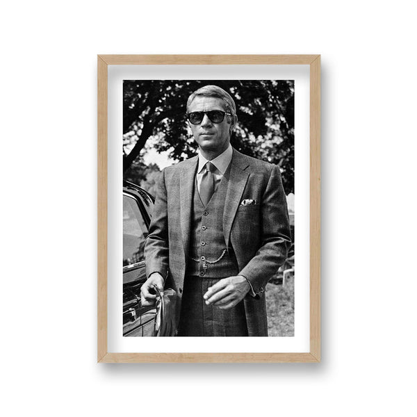 Steve Mc Queen Three Piece Suit Wearing Persol Sunglasses Thomas Crown Affair Vintage Icon Print