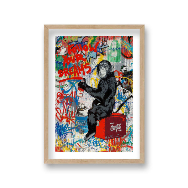 Pop Art Print Chimp Follow Your Dreams