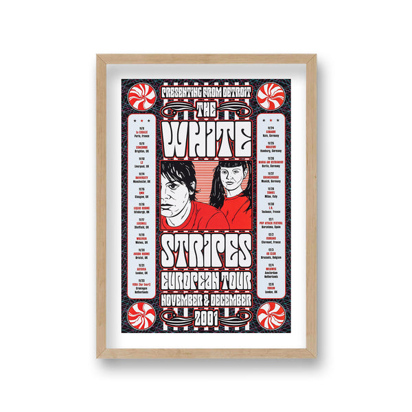 The White Stripes European Tour 2001 Vintage Music Poster