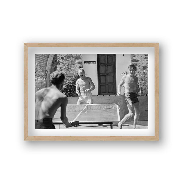 Paul Newman And Robert Redford Relax Playing Table Tennis Vintage Icon Print