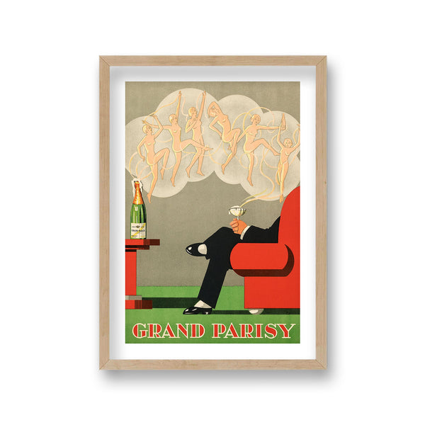 Champagne Grand Parisy Graphic Vintage Art Print