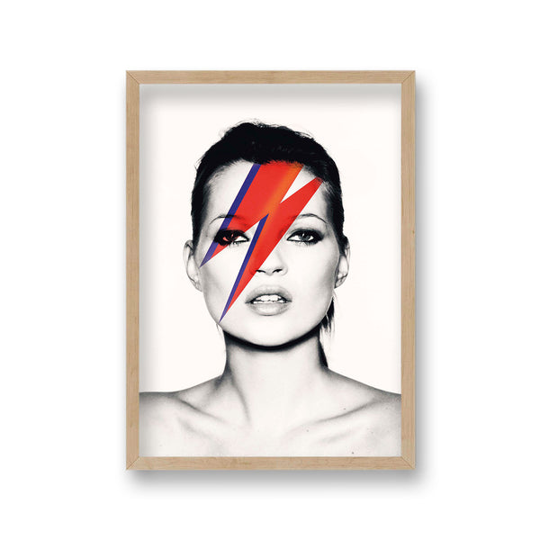 Kate Moss Portrait Ziggy Stardust Flash Vintage Pop Art Print