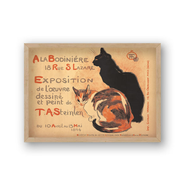 A La Bodiniere Art Exhibition Vintage Print Watercolour Cats