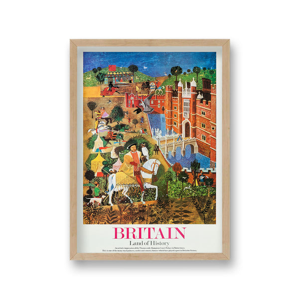 Britain Land Of History Henry 8Th On Horseback Collage Background Vintage Travel Print