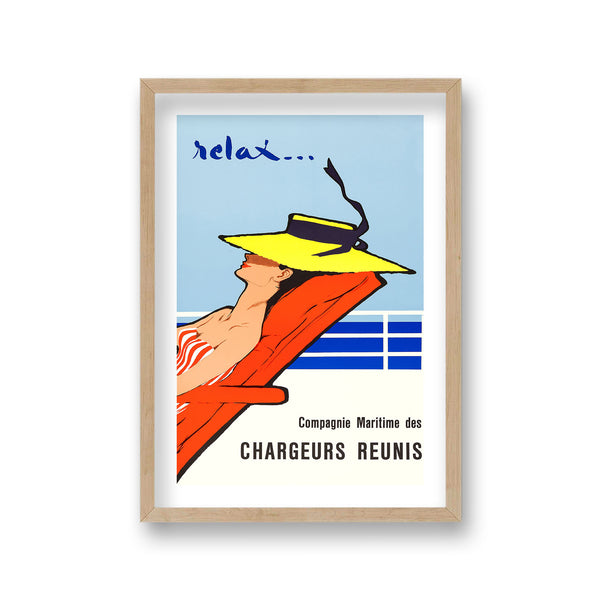 Relax Chargeurs Reunis Lady Sunbathing On Cruiseship Yellow Hat