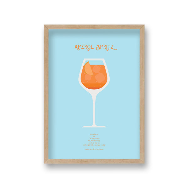 Cocktail Art Print Aperol Spritz Borderless