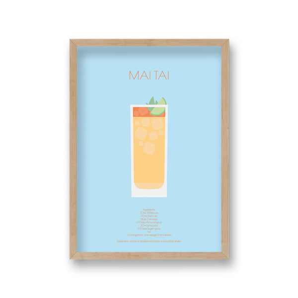 Cocktail Art Print Mai Tai Borderless