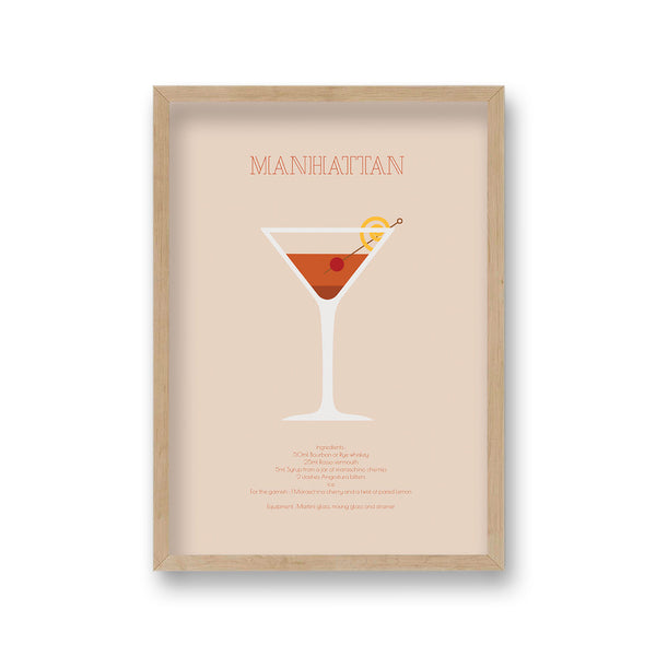 Cocktail Art Print Manhattan Borderless