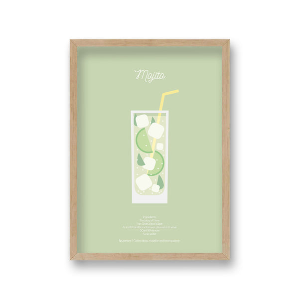 Cocktail Art Print Mojito Borderless