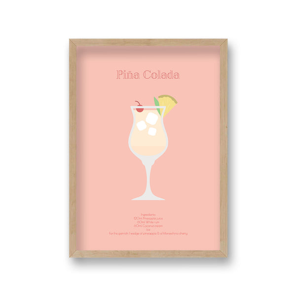 Cocktail Art Print Pina Colada Borderless