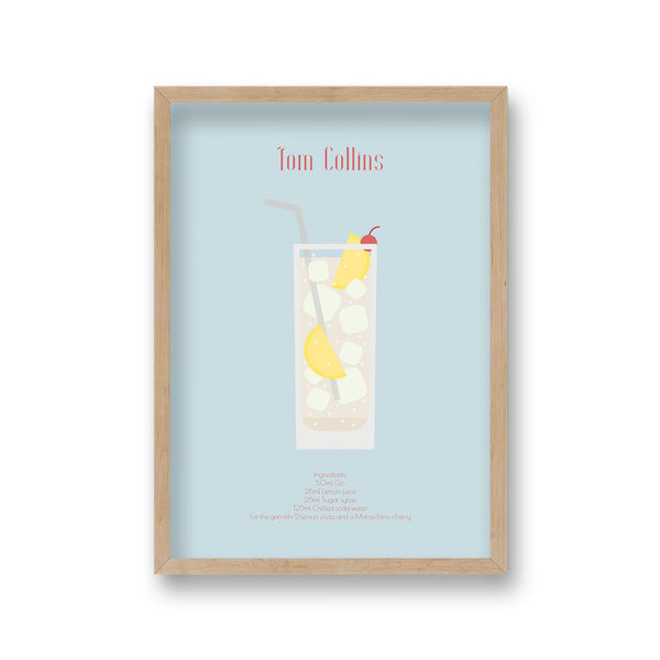 Cocktail Art Print Tom Collins Borderless