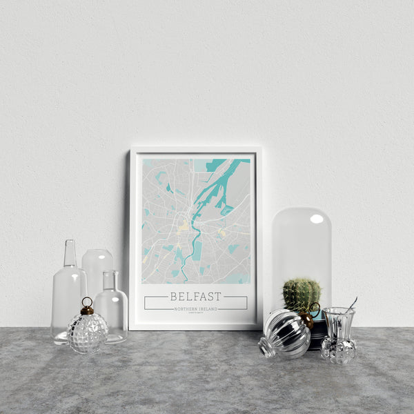 City Location Ordnance Map Typography Blue Belfast