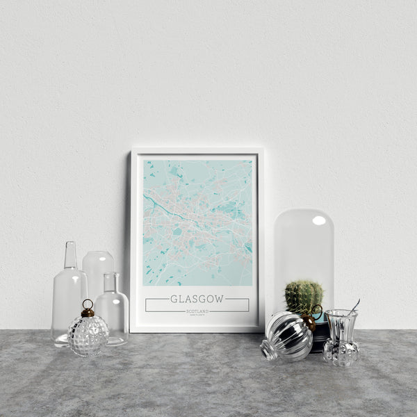 City Location Ordnance Map Typography Blue Glasgow