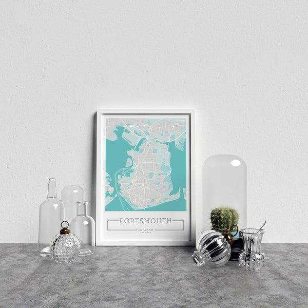 City Location Ordnance Map Typography Blue Portsmouth