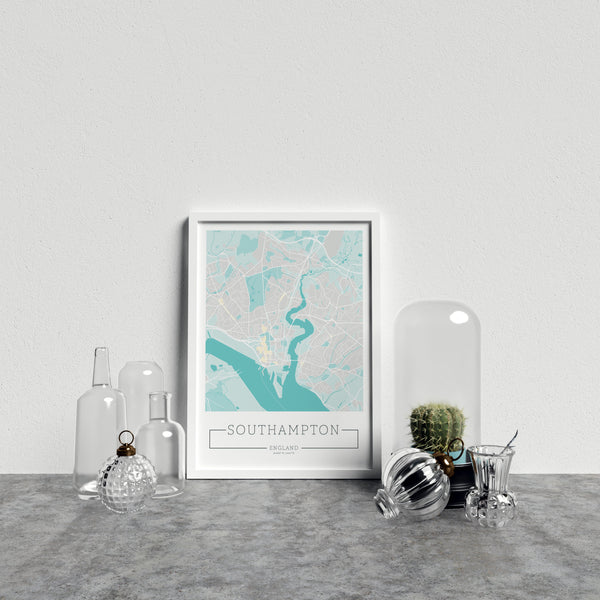 City Location Ordnance Map Typography Blue Southampton