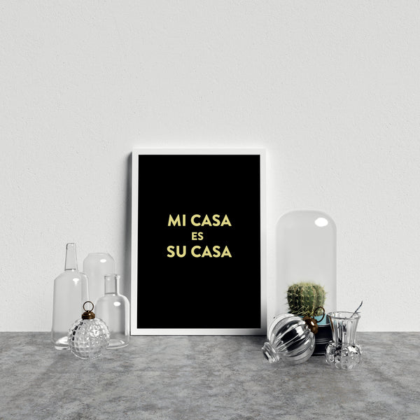 Typography Mi Casa V1 Y On Blk