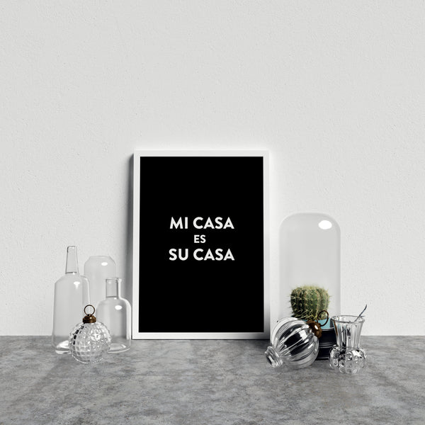 Typography Mi Casa V2 W On Blk