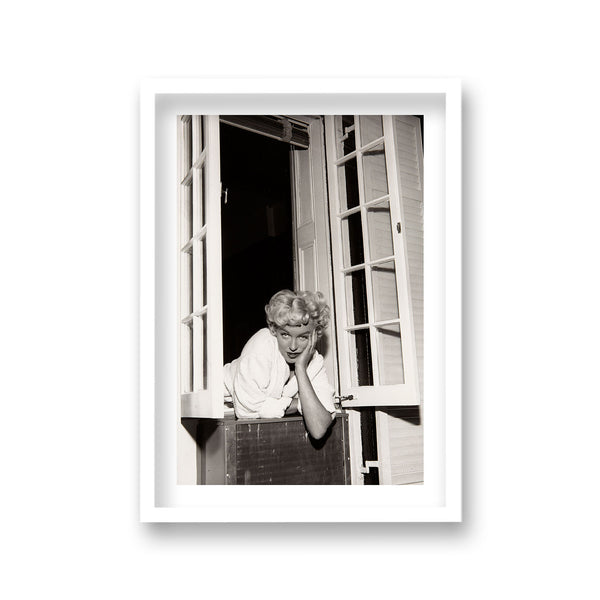 Marilyn Monroe Portrait Leaning Out Of Window Hand To Cheek Vintage Icon Print