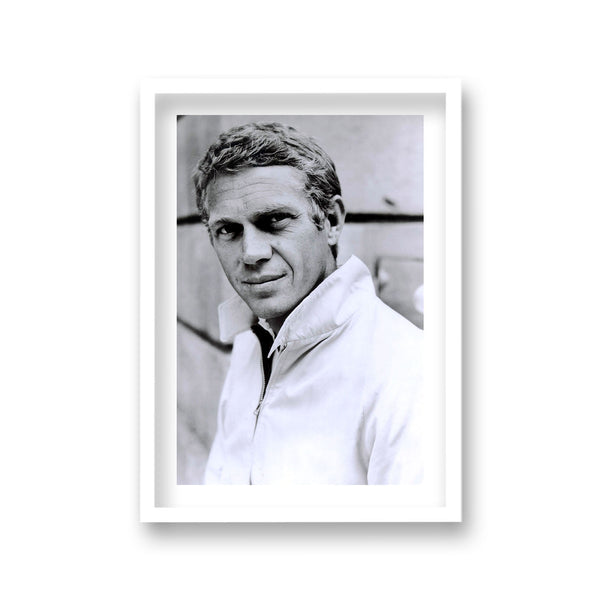 Steve Mcqueen Portrait Wearing Light Harrington Style Jacket Vintage Icon Print