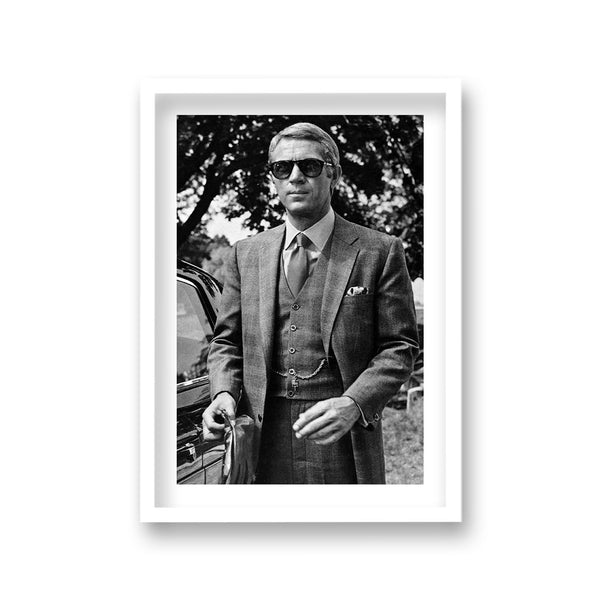 Steve Mc Queen Three Piece Suit Wearing Persol Sunglasses Thomas Crown Affair Vintage Icon Print