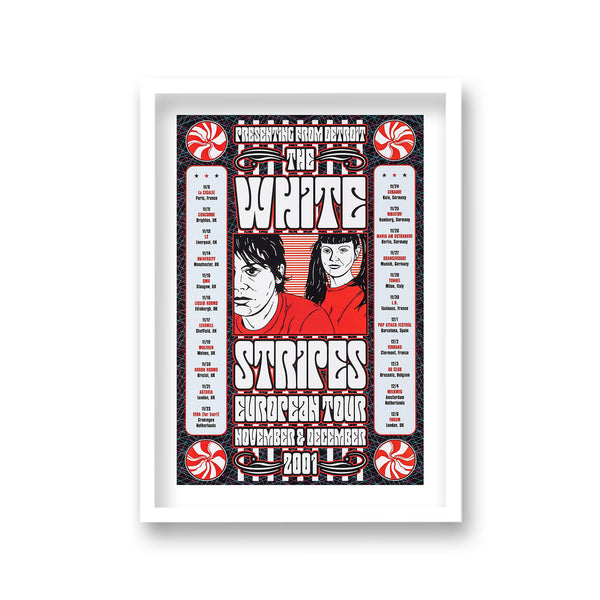 The White Stripes European Tour 2001 Vintage Music Poster