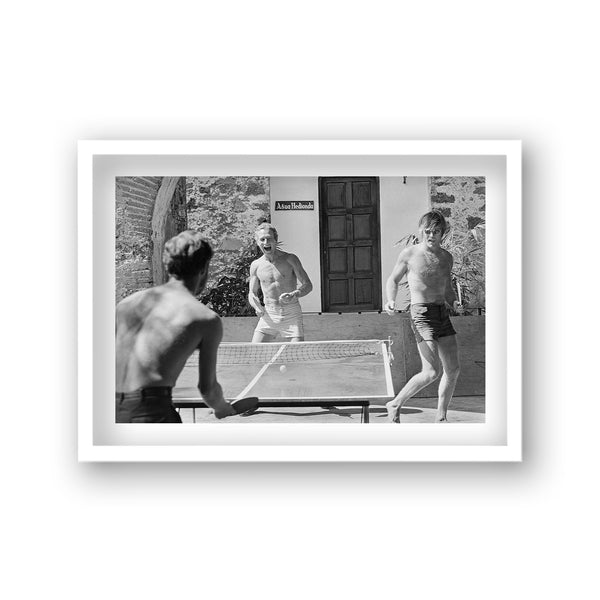 Paul Newman And Robert Redford Relax Playing Table Tennis Vintage Icon Print
