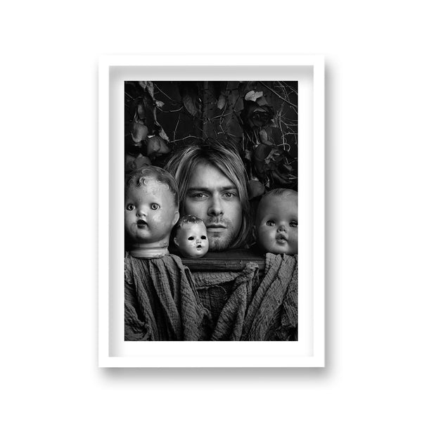 Kurt Cobain Nirvana Publicity Shot With Dolls Heads Vintage Icon Print