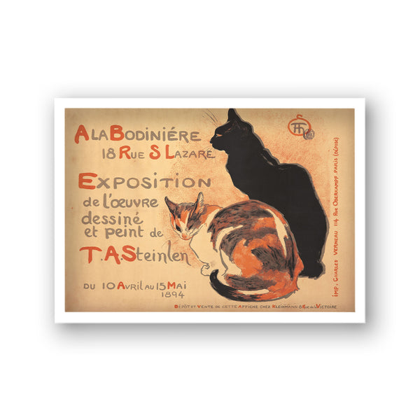 A La Bodiniere Art Exhibition Vintage Print Watercolour Cats
