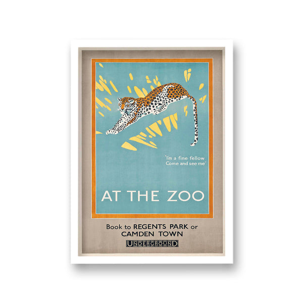 London Underground At The Zoo Regents Park Camden Town Leopard On Blue Background