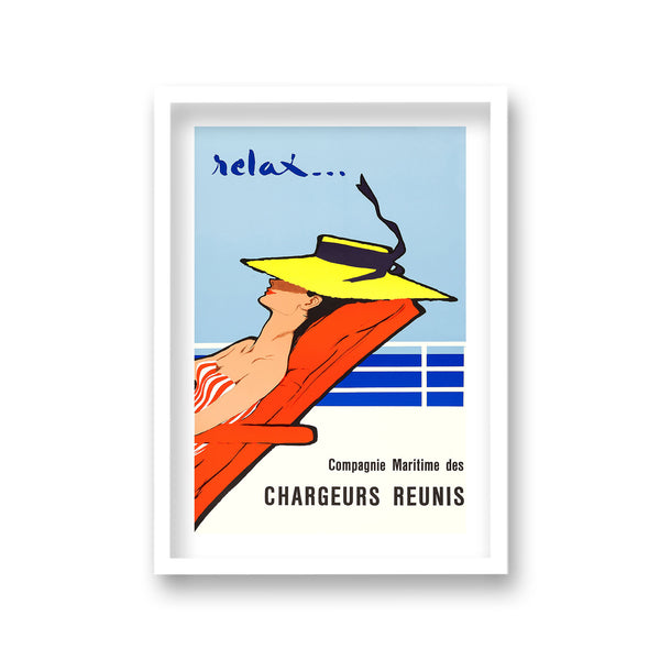 Relax Chargeurs Reunis Lady Sunbathing On Cruiseship Yellow Hat