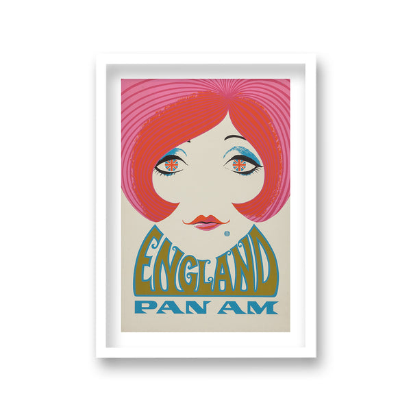 England Pam Am 70'S Girl Face Red Hair Pan Am Beauty Spot Union Jack Eyes