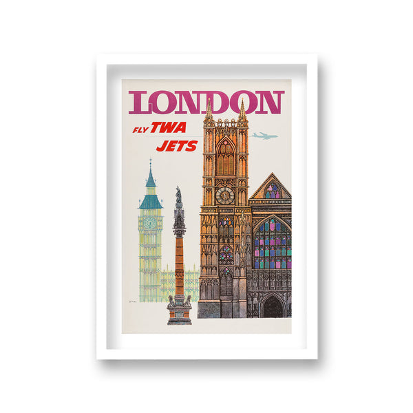 London Fly Twa Jets Graphic Big Ben Houses Of Parliament