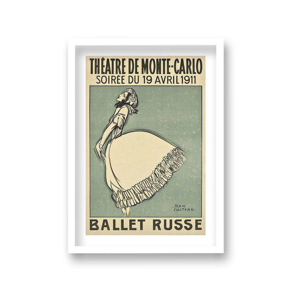 Ballet Russe Theatre De Monte Carlo Ballerina On Aged Blue Background Jean Cocteau