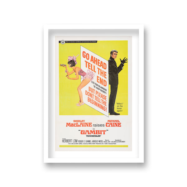 Michael Caine Gambit Graphic Yellow Background Vintage Movie Print