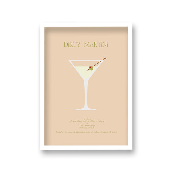 Cocktail Art Print Dirty Martini Borderless